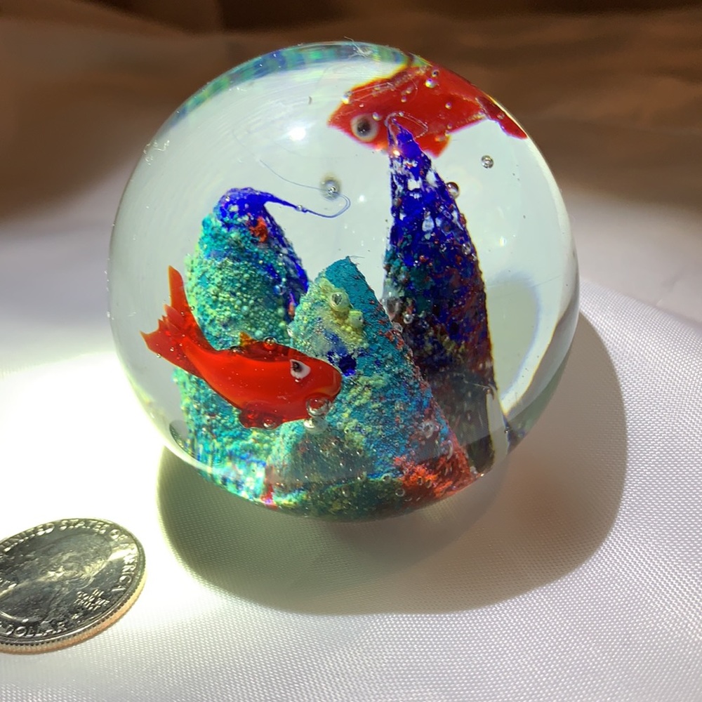Art Glass Paperweight with two fish